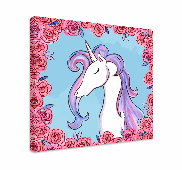 Lila ton unicorn väggtryck - Tenstickers