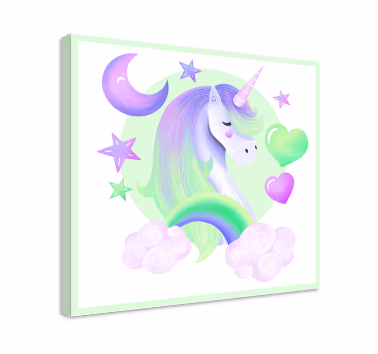 Hjärta och regnbåge unicorncanvas tavla vägg tryck - Tenstickers