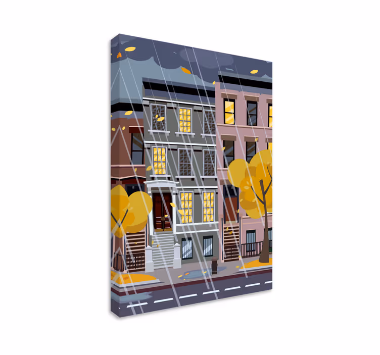 New york regn kanfas konsttryck - Tenstickers