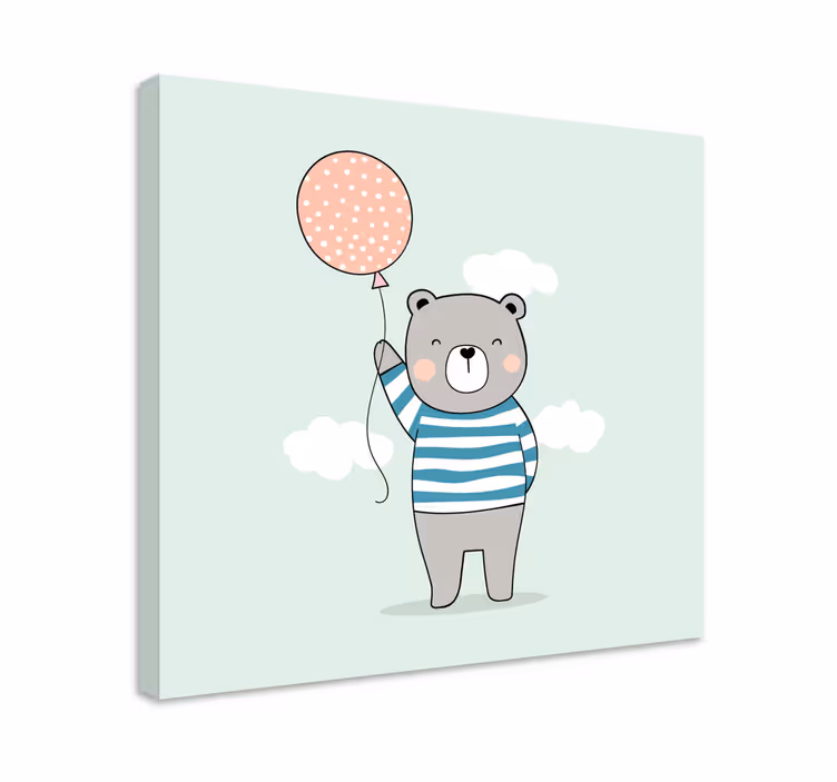 Söt björn ballong kanvas 3d - Tenstickers