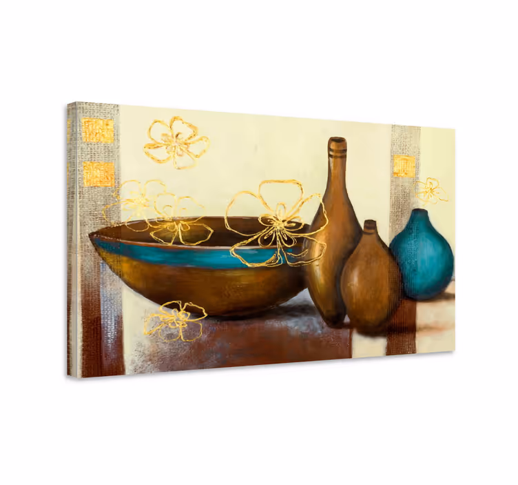 Brun och turkos barockcanvas tavla - Tenstickers