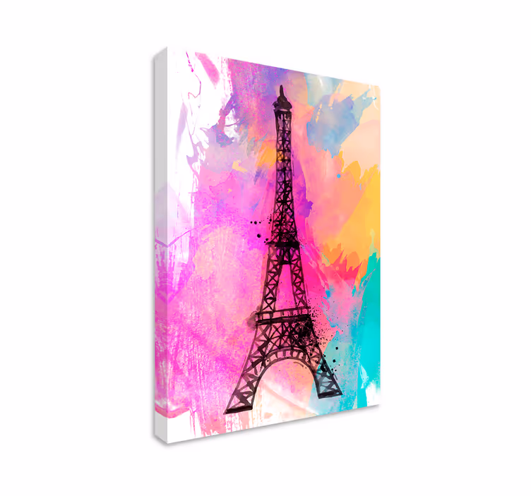 Paris eiffeltornet färgglada stadsdukstryck - Tenstickers