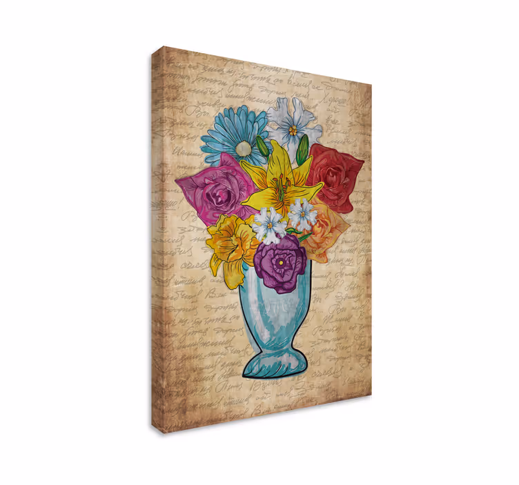 Kanvas blommor och växter vase med blommor - Tenstickers