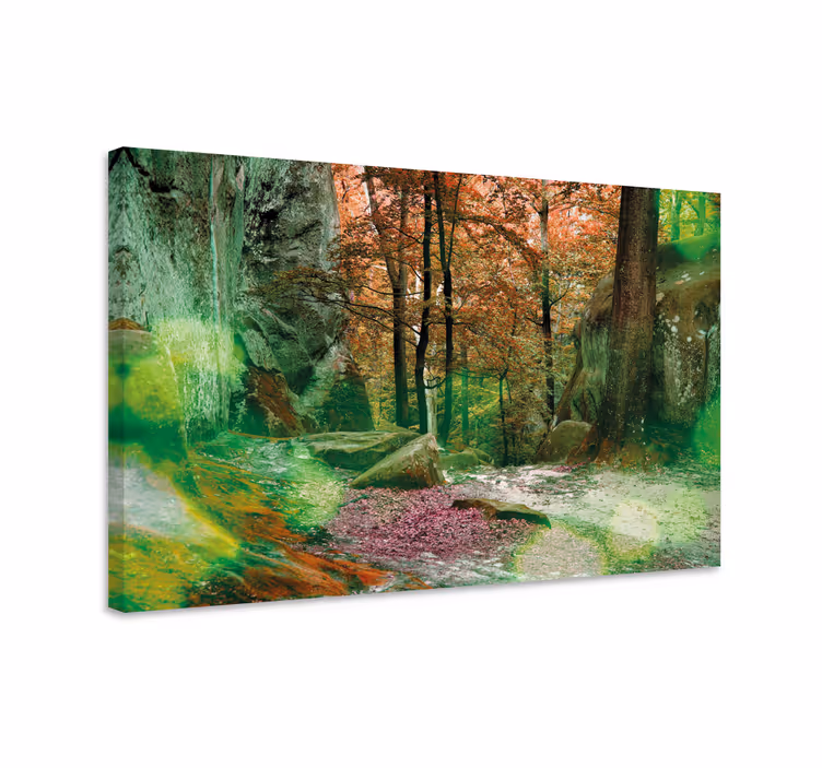 Grön skog träd vägg konstcanvas tavla - Tenstickers
