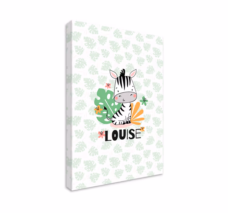 Anpassad zebra illustration Kanvas barnrum - Tenstickers