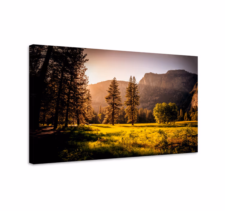 Bergsutsikt sol gräs landskapcanvas tavla - Tenstickers
