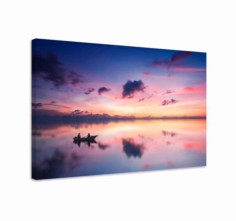 Sjön solnedgång landskapcanvas tavla - Tenstickers