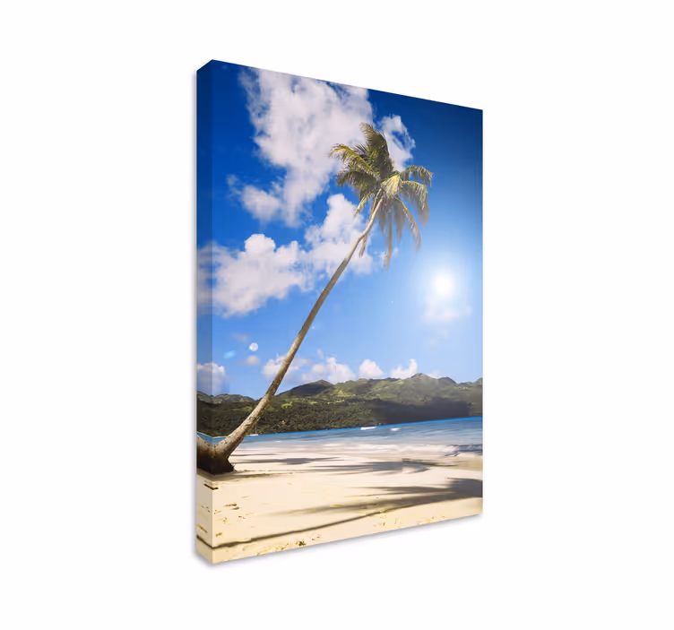 Strand sol palmer landskapcanvas tavla - Tenstickers