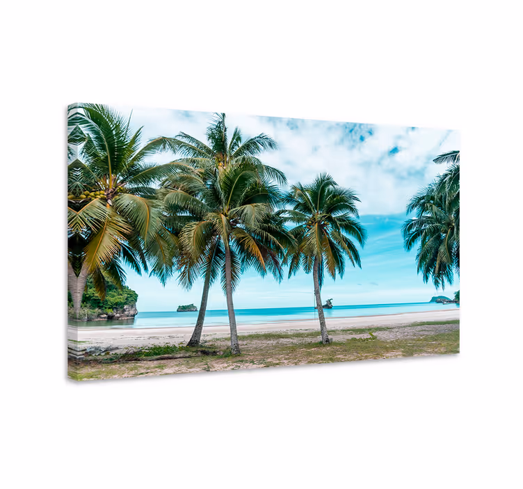Havet strand palmer sand landskapcanvas tavla - Tenstickers