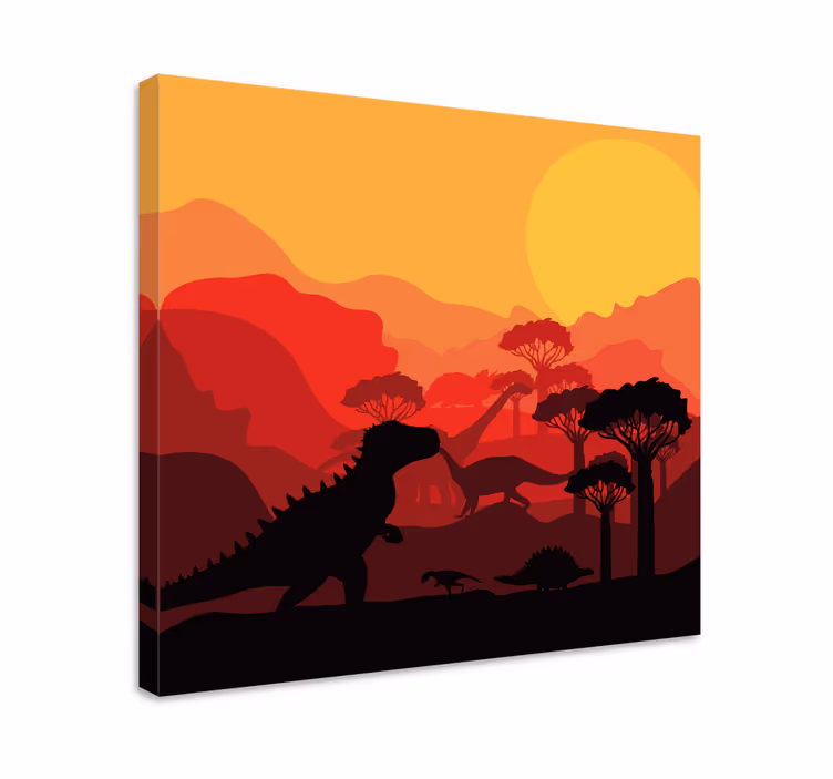 Dinosaurier jurassic landskap kanfas - Tenstickers