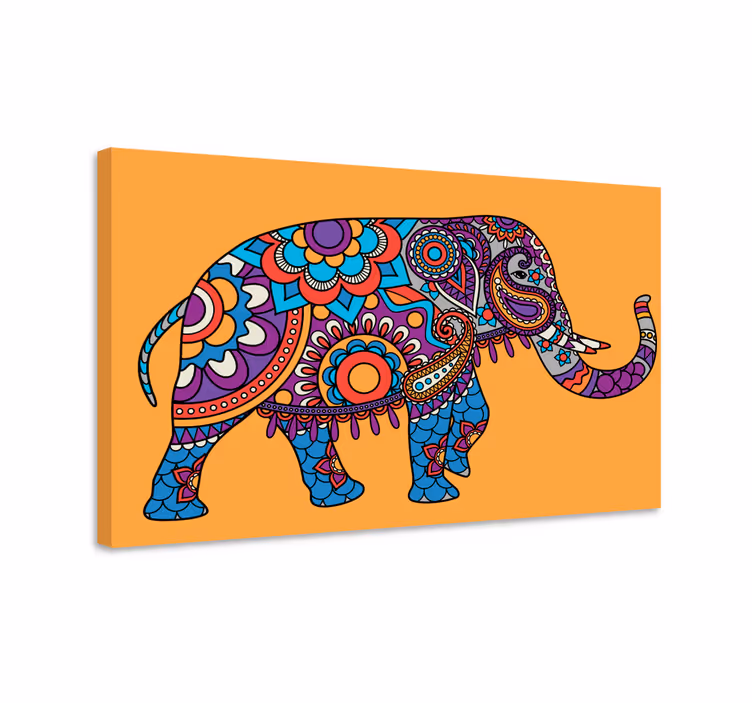 Mångfärgade mandala elefanter gårcanvas tavla - Tenstickers