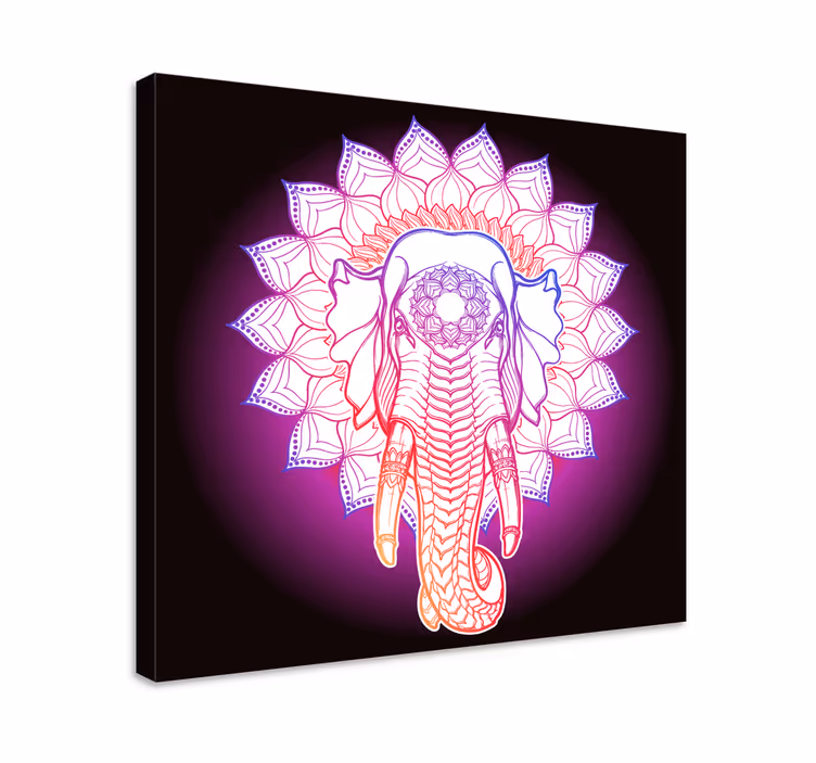 Mångfärgad mandala elefantercanvas tavla - Tenstickers