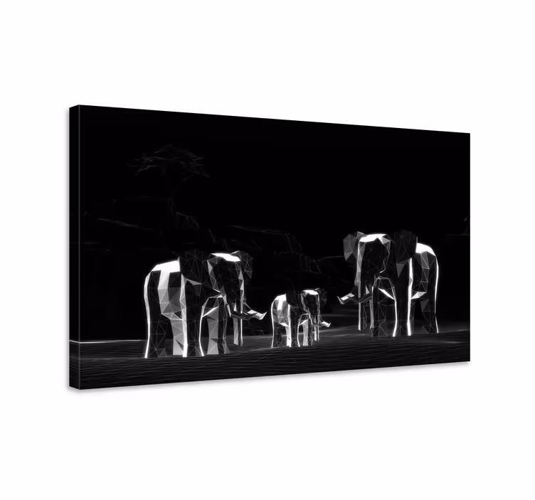 Grå elefanter 3d effekt elefant canvas - Tenstickers