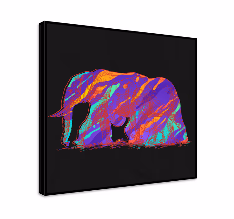 Kanvas elefant elefant silhuett konst - Tenstickers