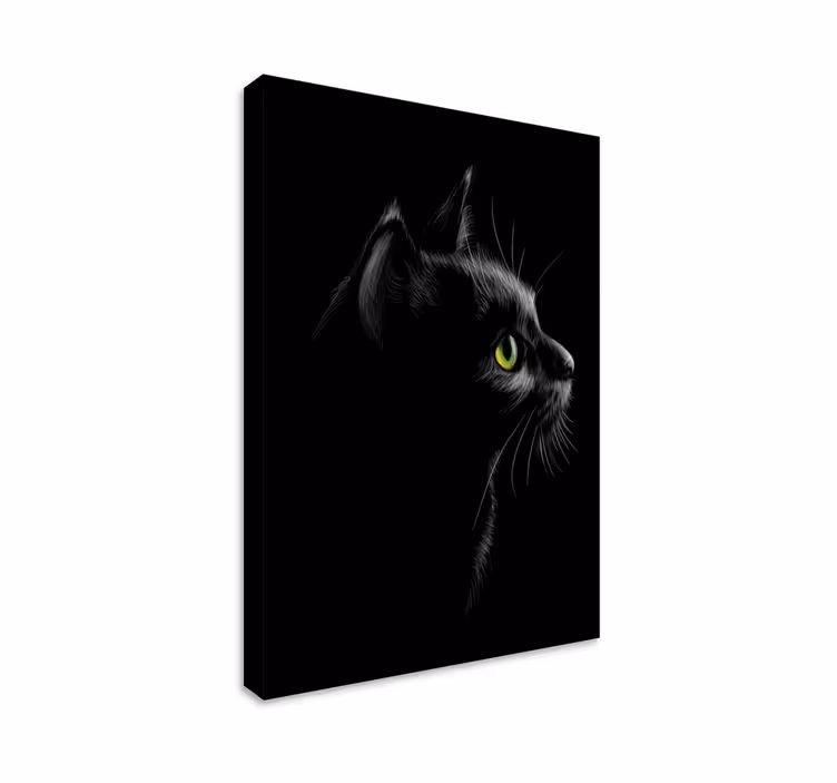 Fantastiska svart kattcanvas tavla tryck - Tenstickers