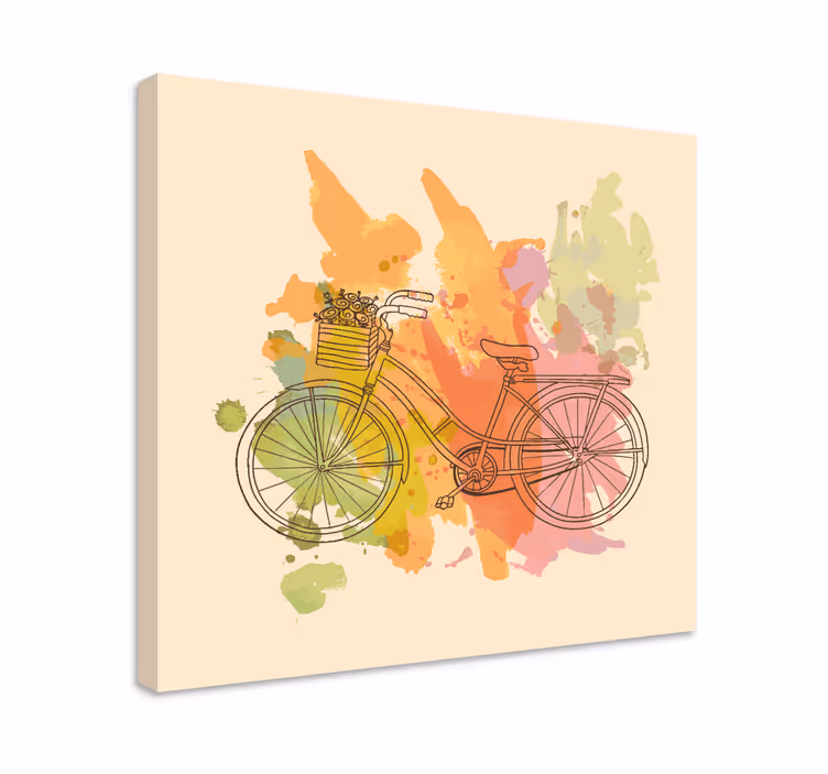 Vintage cykel med blommor retrocanvas tavla konst - Tenstickers
