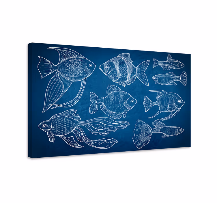 Marin fisk badrumcanvas tavla konst - Tenstickers
