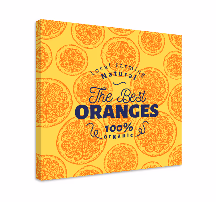 Orange hand rita mönster fruktcanvas tavla - Tenstickers