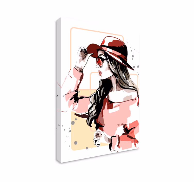 Elegant kvinna med hatt tavla - Tenstickers