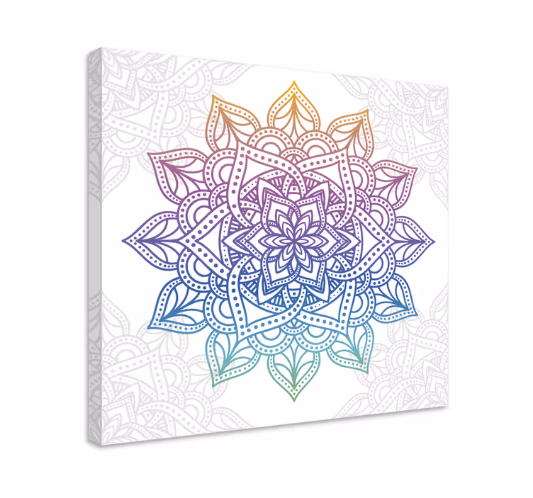 Färgglada tonad canvas tavla med lutande mandala - Tenstickers