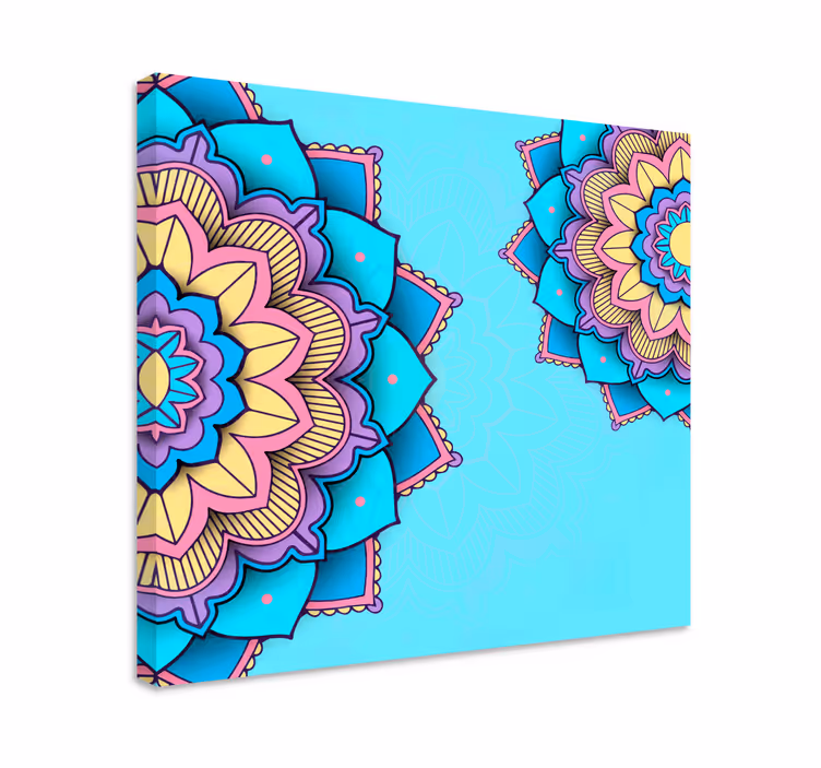 Två färgglada mönstrade mandala canvas canvas tavla - Tenstickers