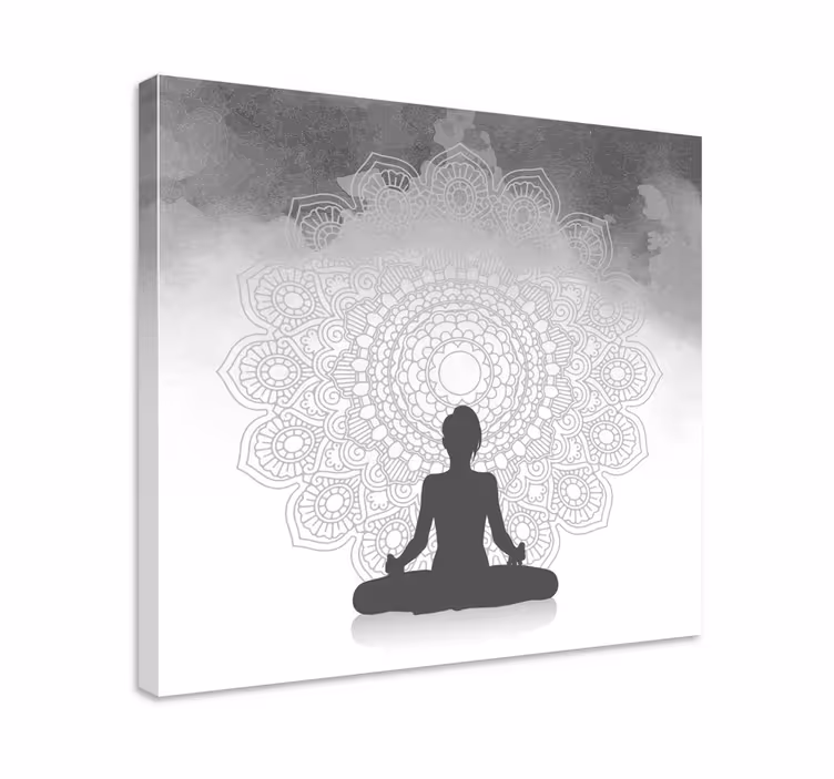 Silhuett meditation mandala canvas konst - Tenstickers