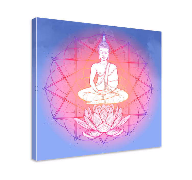 Buddha mediterar mandalacanvas tavla konst - Tenstickers