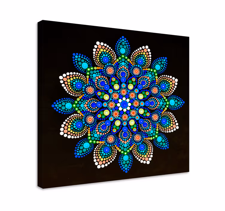 Mandala färgglada prickar mandala canvas canvas tavla - Tenstickers