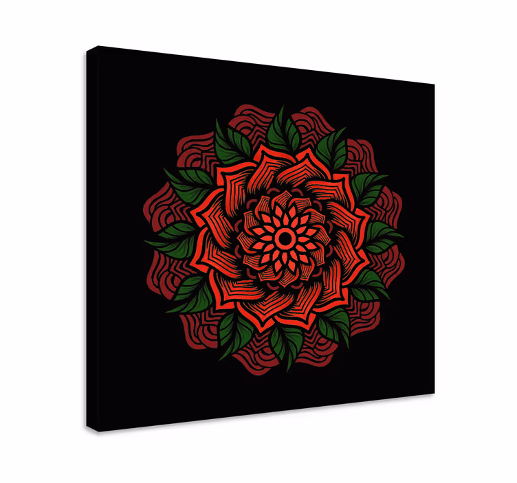 Kanvas blommor och växter med blommig mandala - Tenstickers