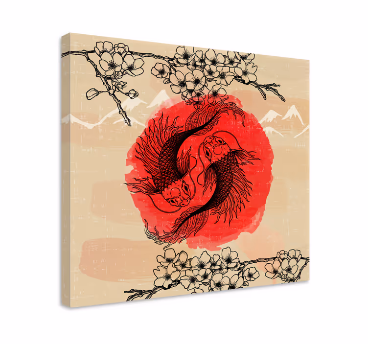 Ying yang fiskar fiskduk - Tenstickers
