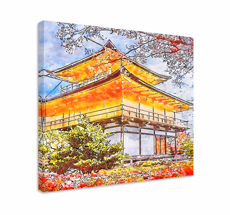 Japanska blommande träd stadsdukstryck - Tenstickers