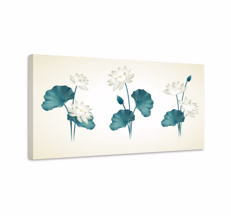 Kanvas blommor och växter lotusblommekomposition - Tenstickers