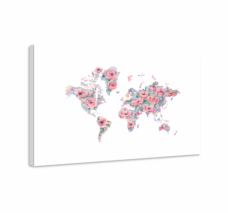 Blommig vit design Kanvas blommor och växter - Tenstickers