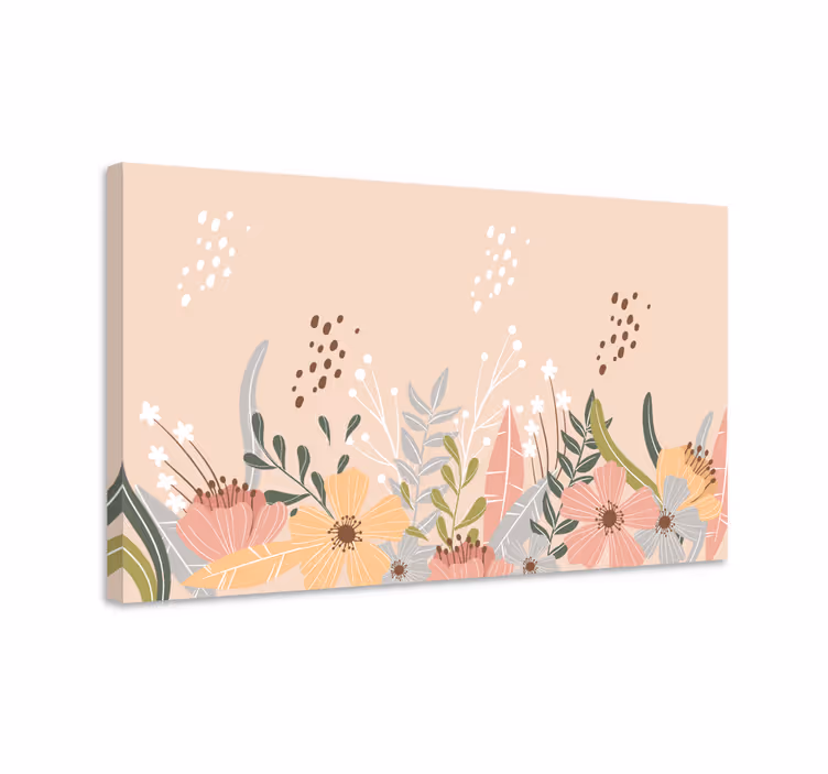 Pastell blommönster Kanvas blommor och växter - Tenstickers