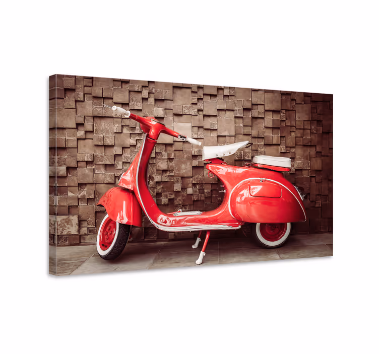 Röd motorcykel retrocanvas tavla konst - Tenstickers