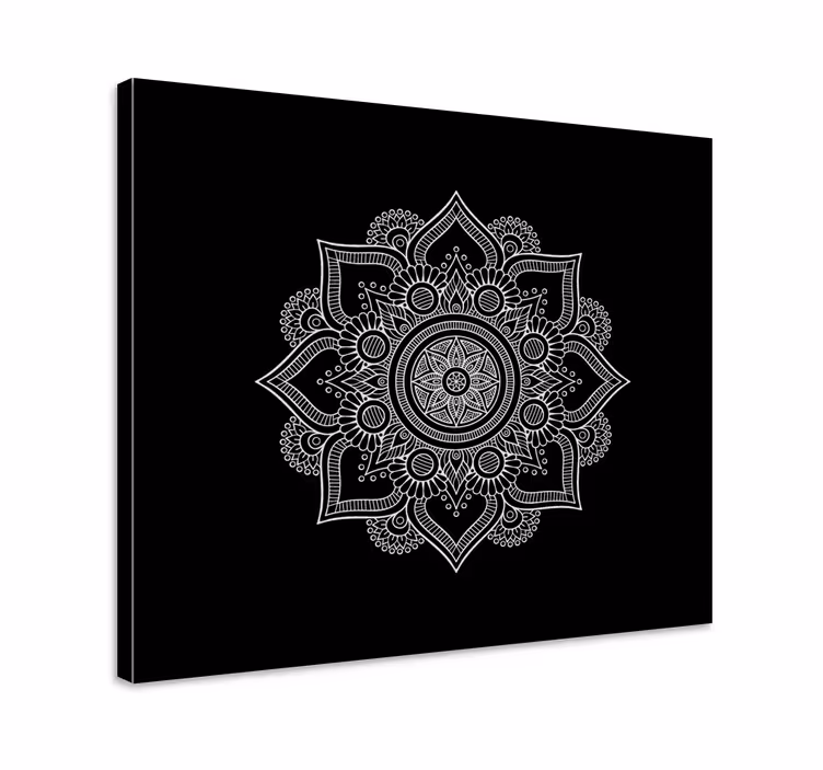 Svart och vitt mandala canvas canvas tavla - Tenstickers