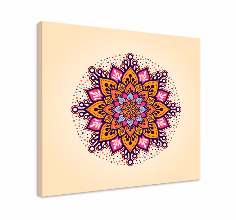 Regnbåge beige mandala canvas canvas tavla - Tenstickers