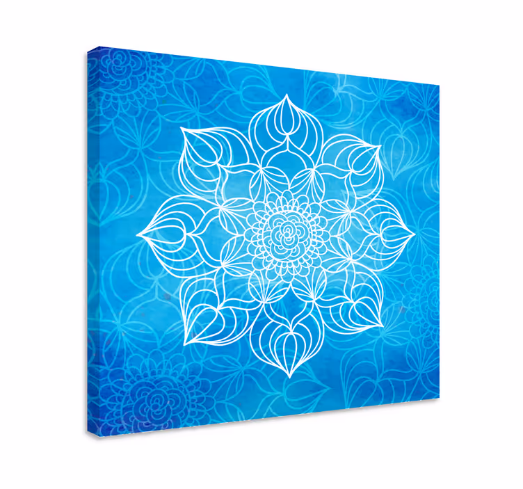 Blå färg stänk mandala canvas canvas tavla - Tenstickers