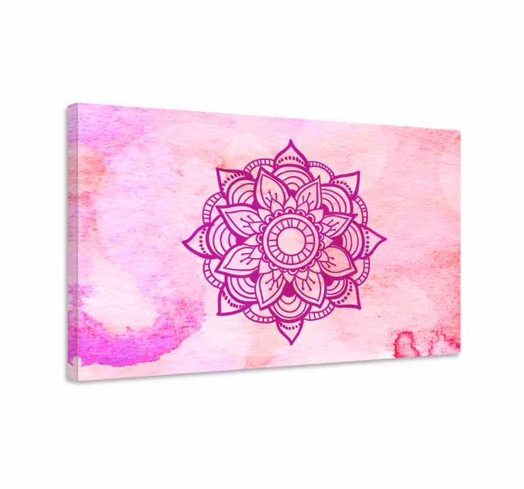 Rosa akvarell mandalacanvas tavla canvas tavla - Tenstickers