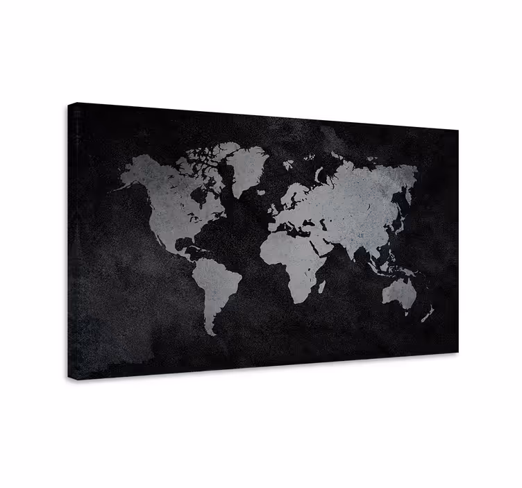 Mapamundi blanco y negro världskartacanvas tavla - Tenstickers