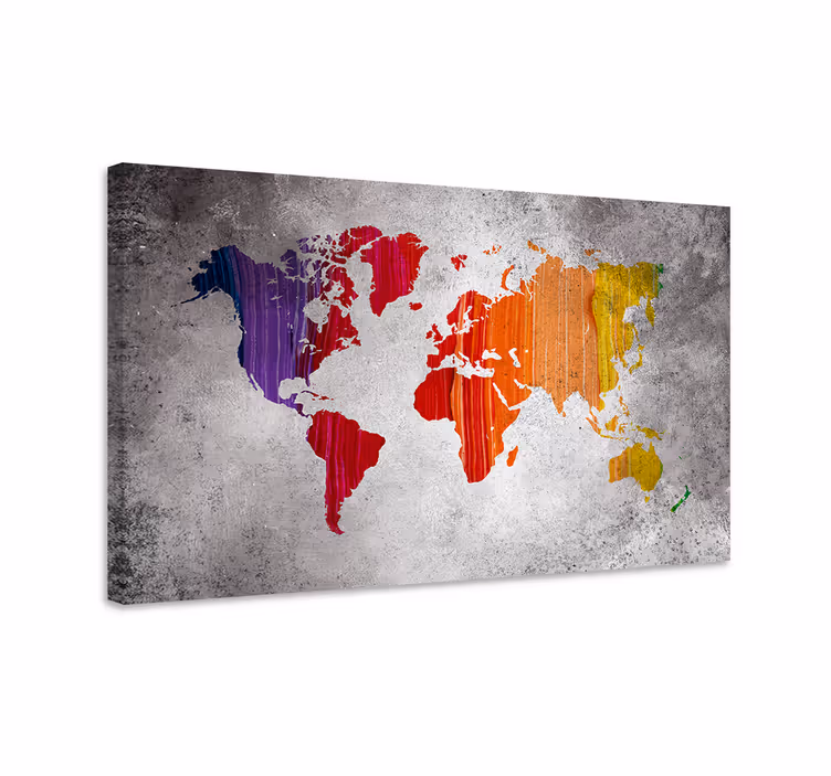 Levande abstrakt geografi Kanvas världskarta - Tenstickers