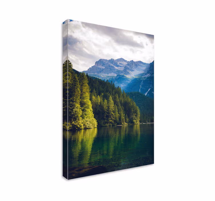Sjö och natur skog landskapcanvas tavla - Tenstickers