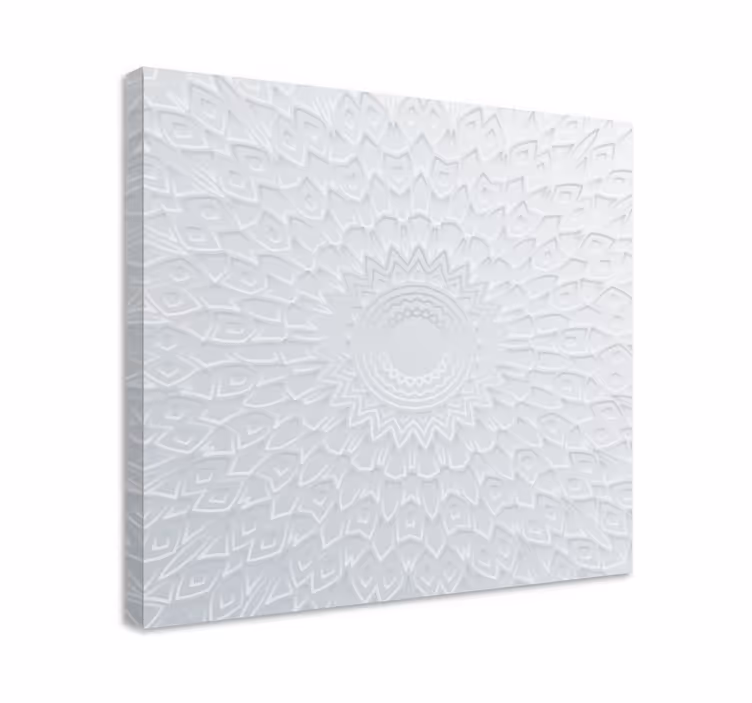 3d vit mandala modern kanvasväggkonst - Tenstickers