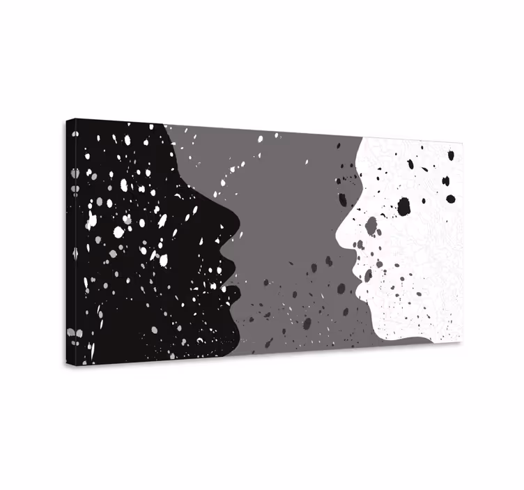 Vitt och mörkt halv ansikte människorcanvas tavla - Tenstickers