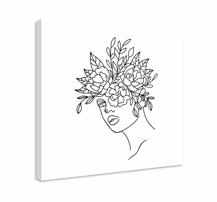 Kvinnor med blomma ansiktecanvas tavla konsttryck - Tenstickers