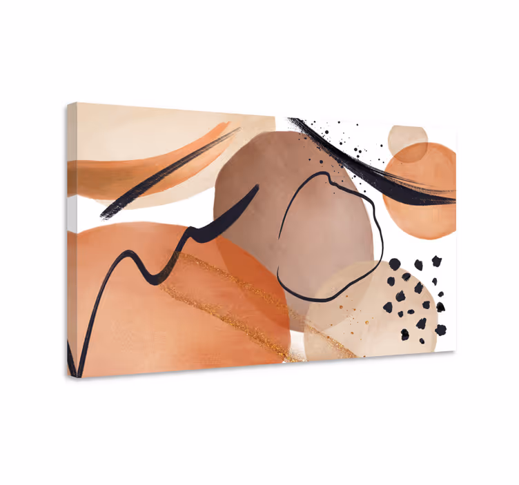 Bruna flytande former Abstrakt kanvas - Tenstickers