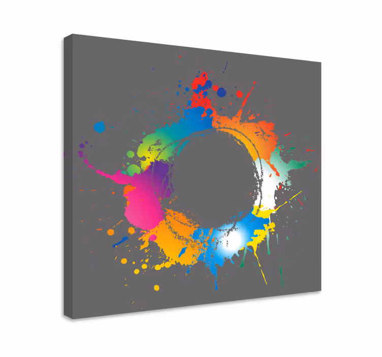 Abstrakt kanvas färgglad splash cirkel - Tenstickers