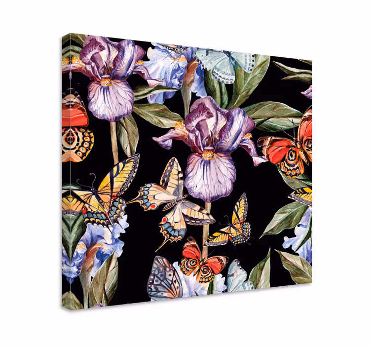Känsliga blommor och fjärilcanvas tavla canvas tavla - Tenstickers