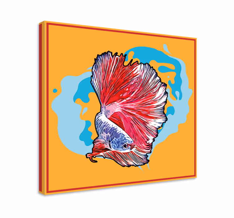 Kanvas fiskar färgglad betta fisk - Tenstickers