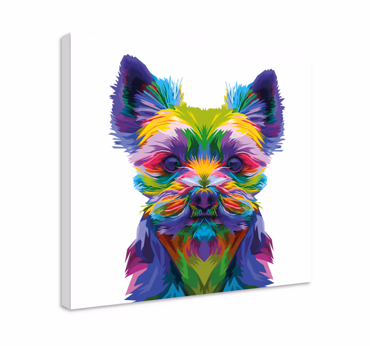 Yorkshire färgglada mönster hund kanfasutskrifter - Tenstickers